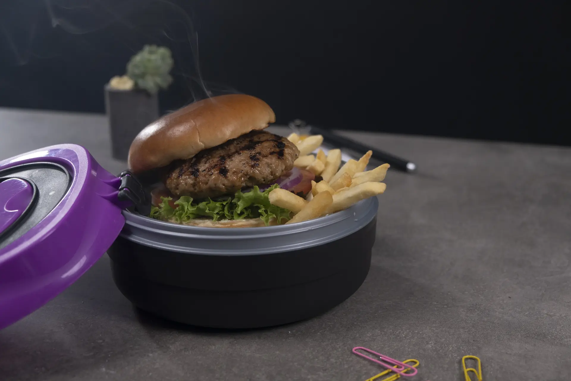 Hamburguesa de Cerdo con Papas y Ensalada