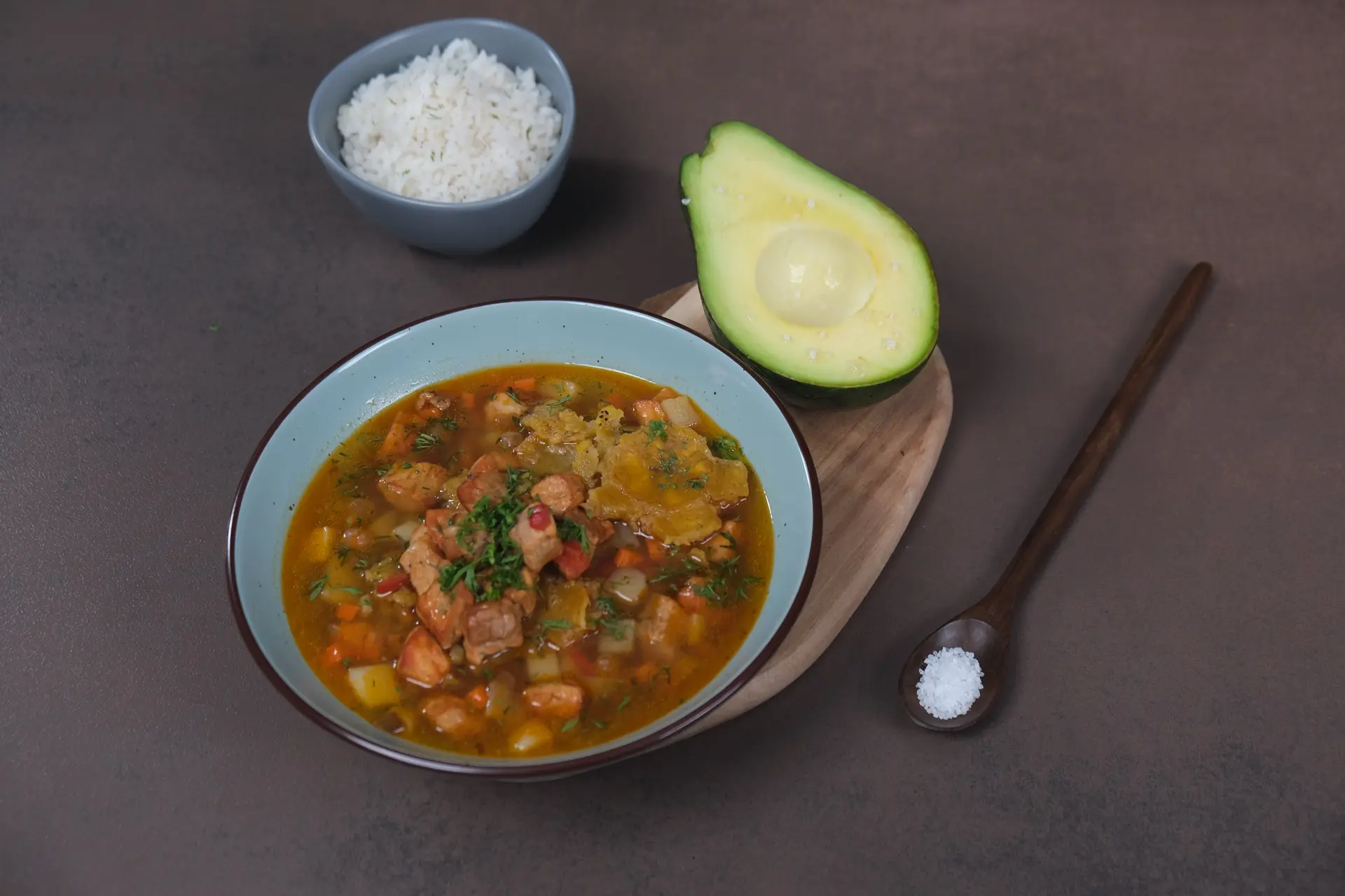 Sopa de Patacón y Verduras con Solomito de Cerdo
